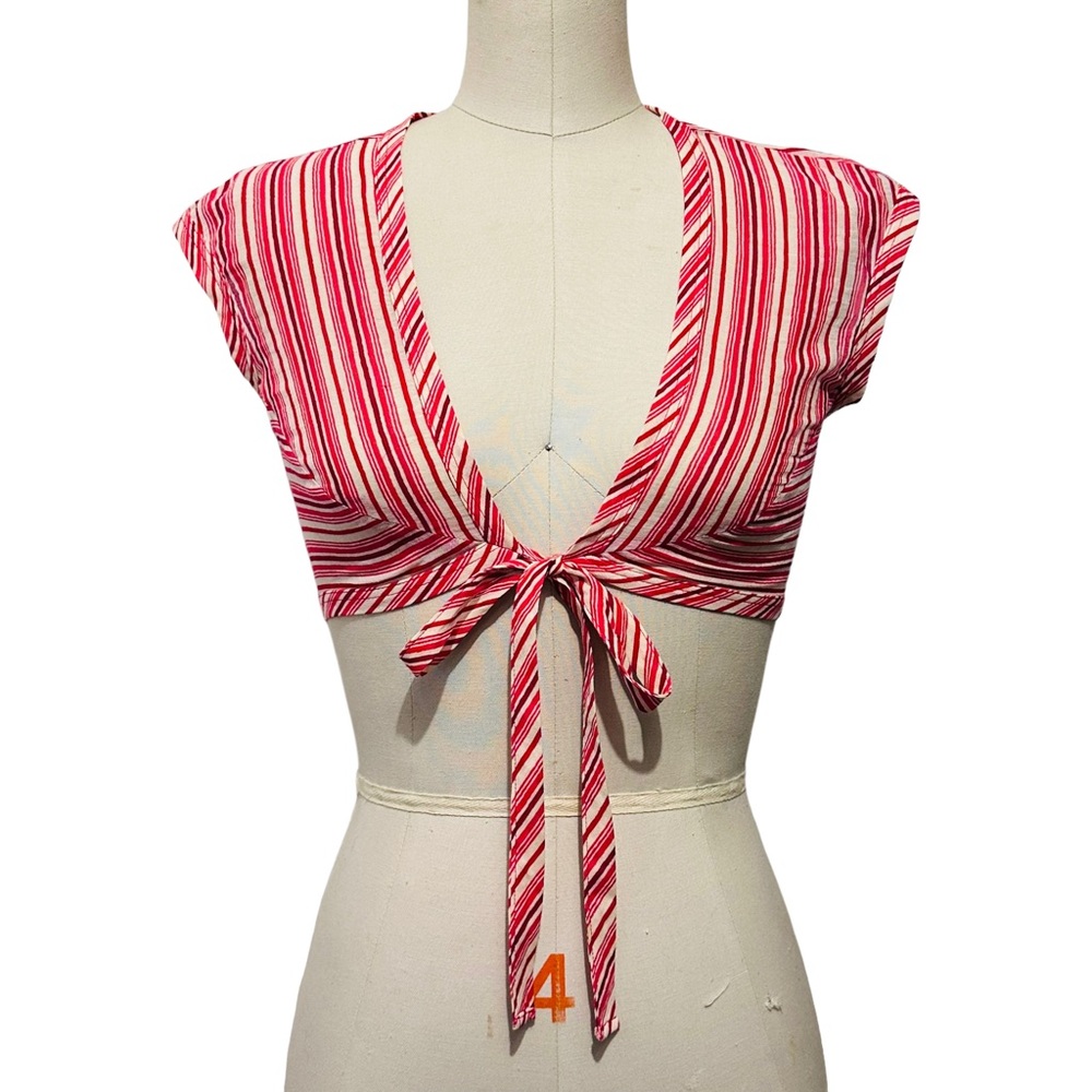 LA PERLA Cropped Tie Front Striped Top, Size 42 (XS/S) - Picture 3 of 7